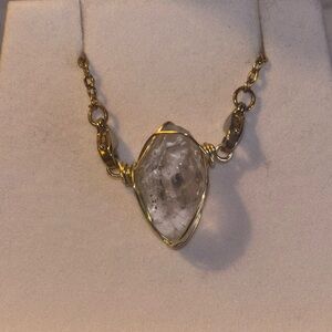 Herkimer diamond wire wrapped pendant